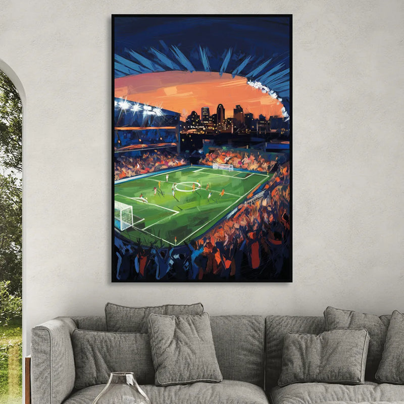 Cincinnati FC Stadium Lights Sitting Room - Black Canvas Wall Art