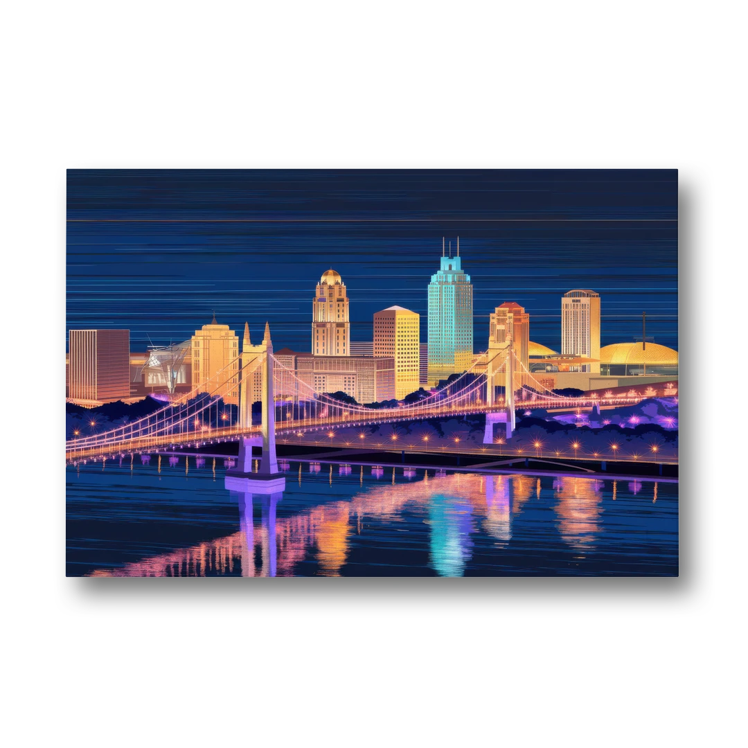 Cincinnati Nighttime Skyline - Canvas Wall Art - Front