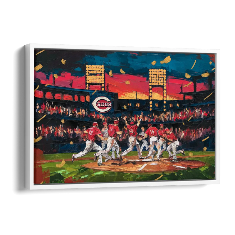 Cincinnati Reds Historic Moments Side - White Canvas Wall Art