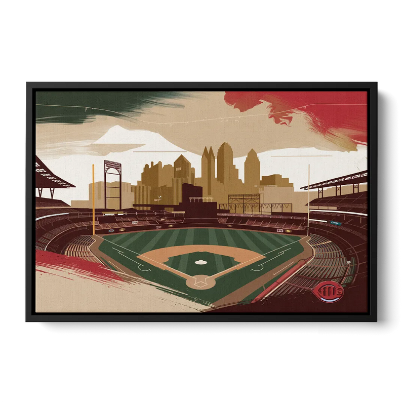 Cincinnati Reds Vintage Moments Front - Black Canvas Wall Art