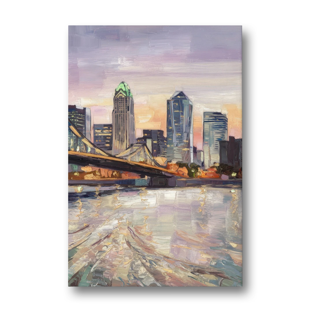 Cincinnati Skyline at Dawn - Canvas Wall Art - Front