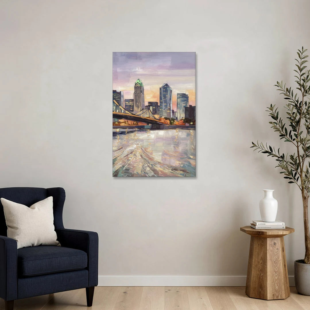 Cincinnati Skyline at Dawn - Canvas Wall Art - Sofa - 24x36