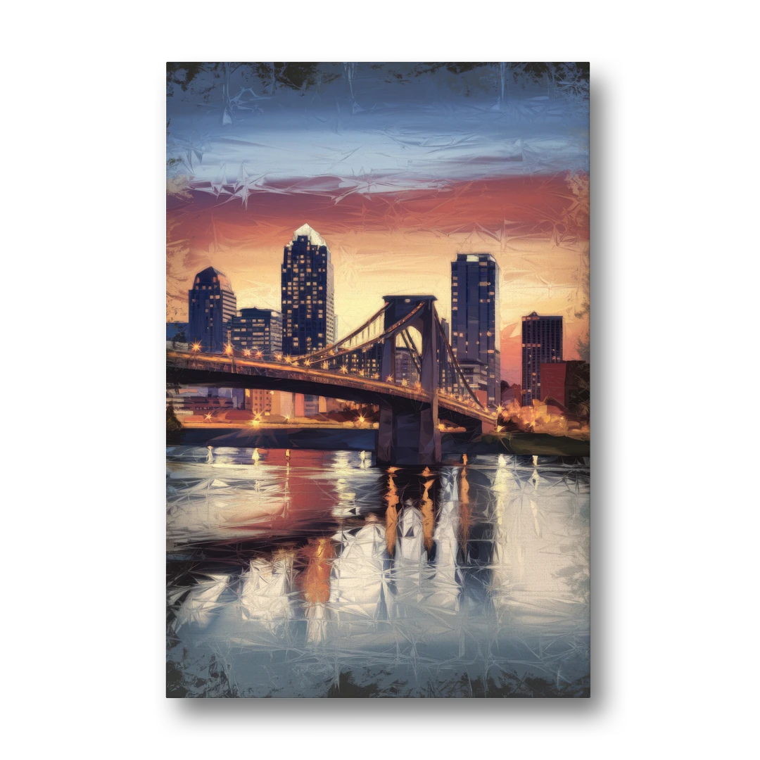 Cincinnati Skyline with River Reflection - Canvas Wall Art - Front