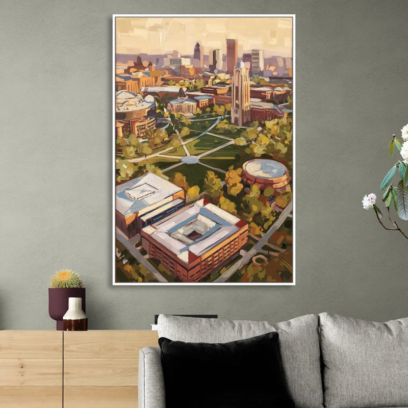 Cincinnati University Campus Highlights Sitting Room - White Canvas Wall Art