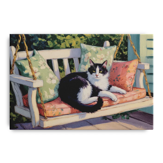 Classic Black and White Cat - Canvas Wall Art