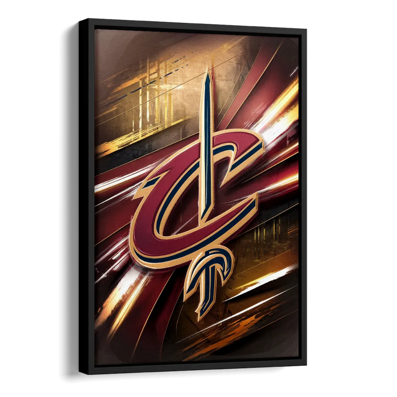 Cleveland Cavaliers Logo Side - Black Canvas Wall Art
