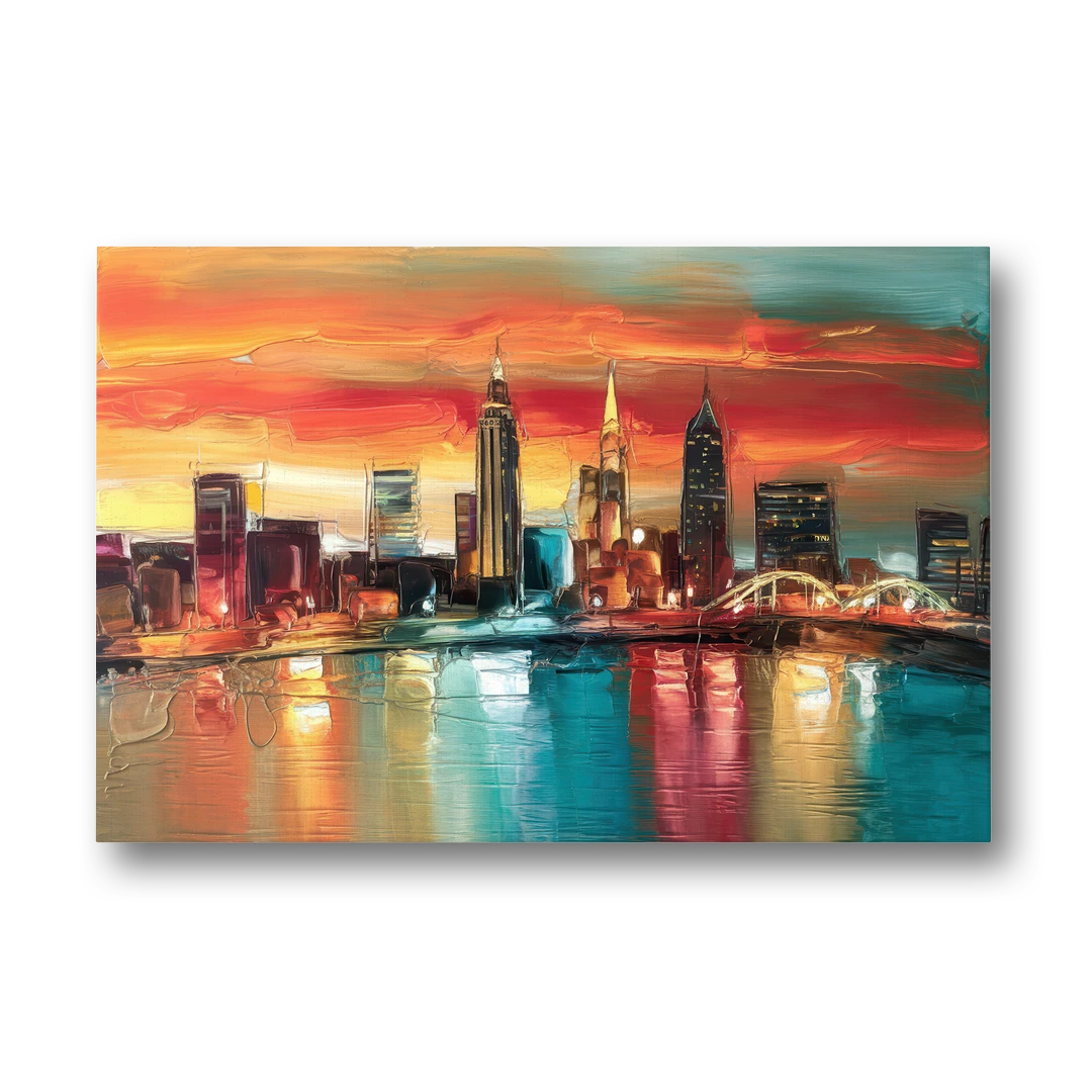 Cleveland Historic Landmarks Watercolor - Canvas Wall Art - Front