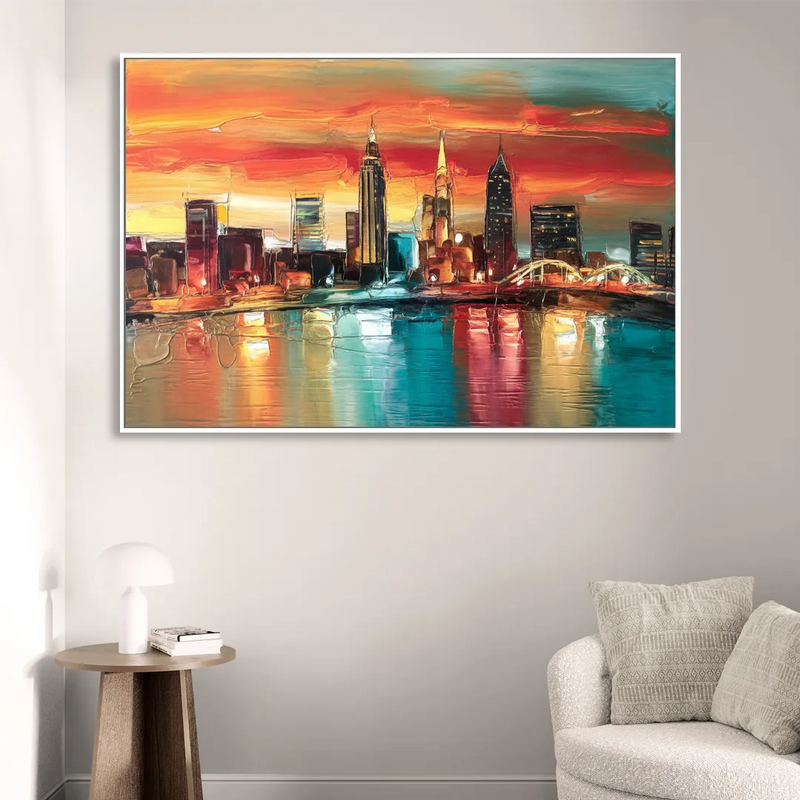 Cleveland Historic Landmarks Watercolor Sitting Room - White Canvas Wall Art