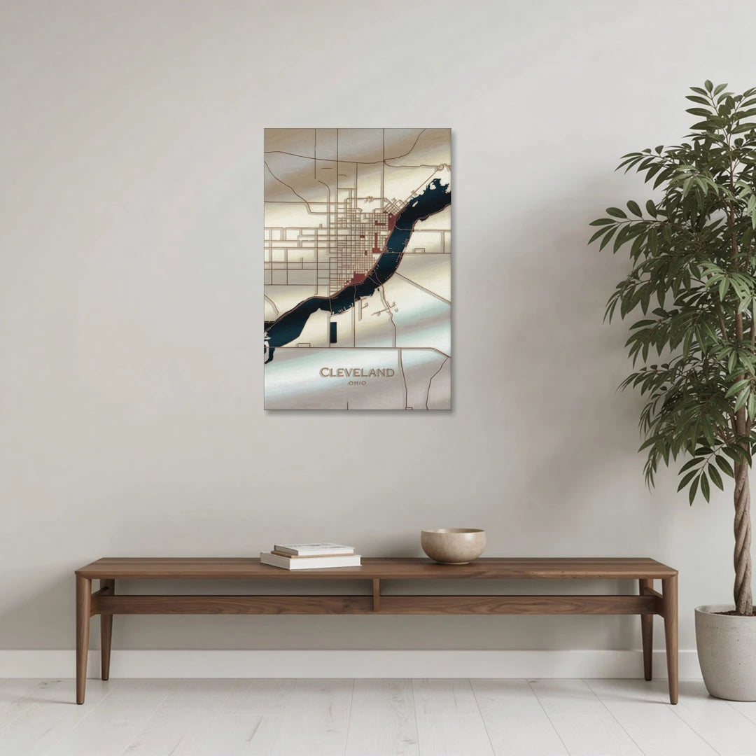 Cleveland Ohio Map Design - Canvas Wall Art - Coffee Table - 24x36