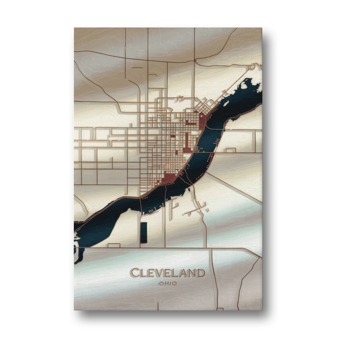 Cleveland Ohio Map Design - Canvas Wall Art - Front