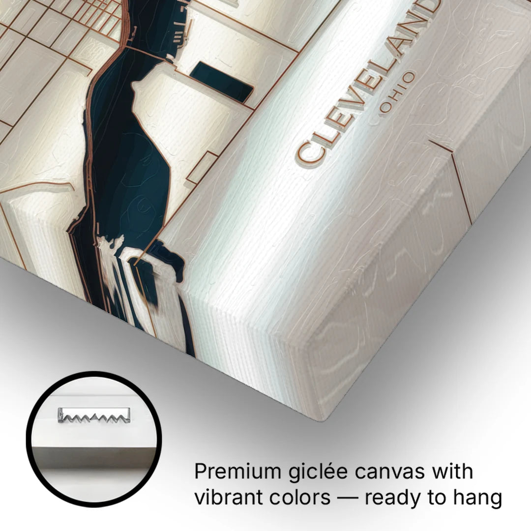 Cleveland Ohio Map Design - Canvas Wall Art - Gallery Wrap Corner