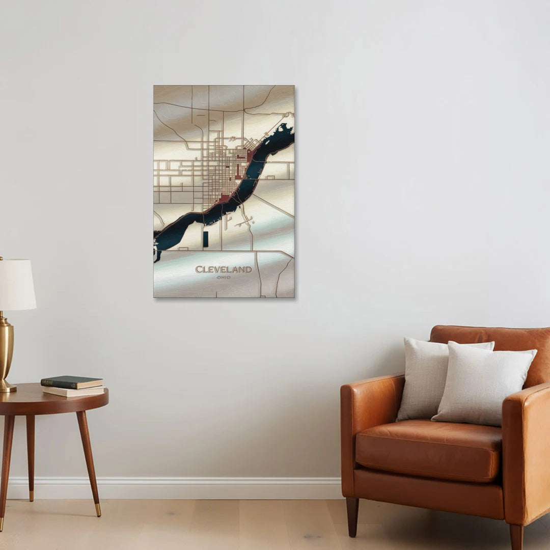 Cleveland Ohio Map Design - Canvas Wall Art - Sofa - 24x36