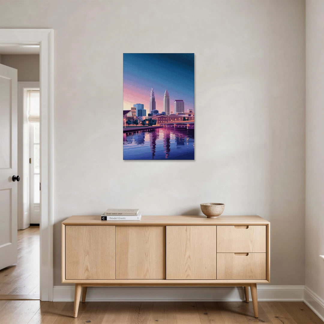 Cleveland Ohio Skyline Silhouette - Canvas Wall Art - Coffee Table - 24x36
