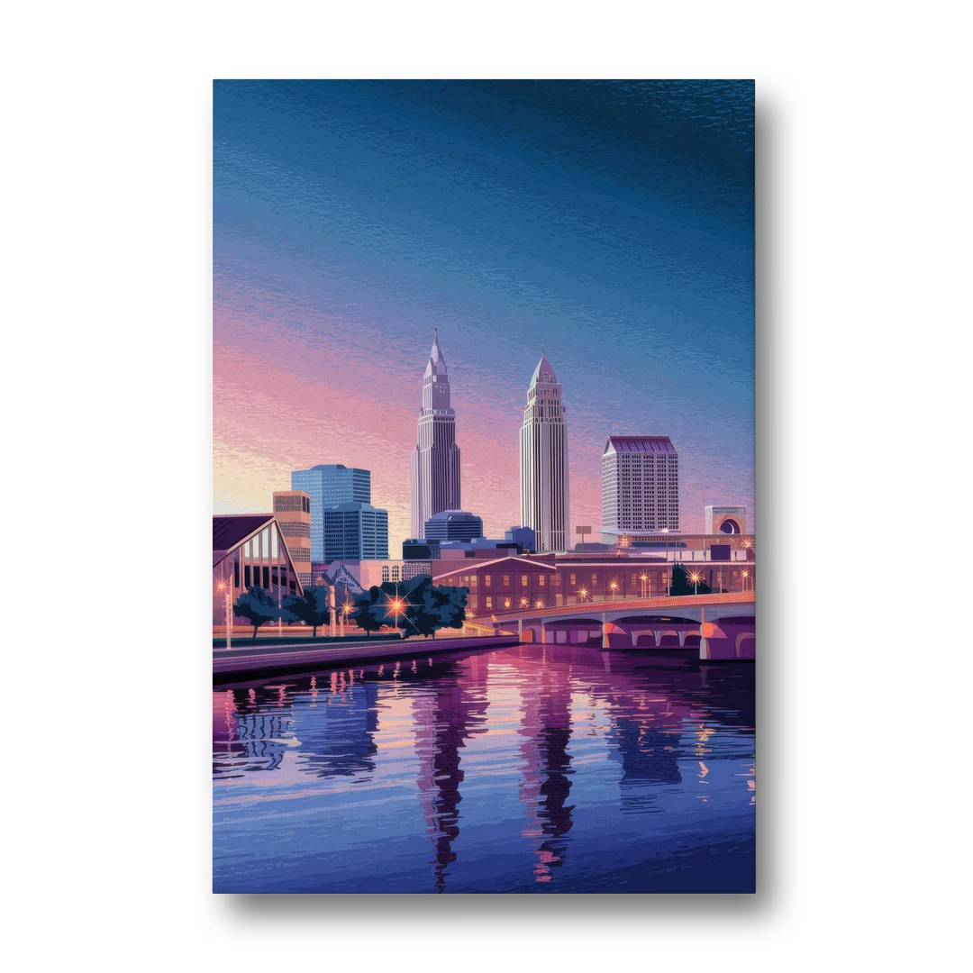 Cleveland Ohio Skyline Silhouette - Canvas Wall Art - Front
