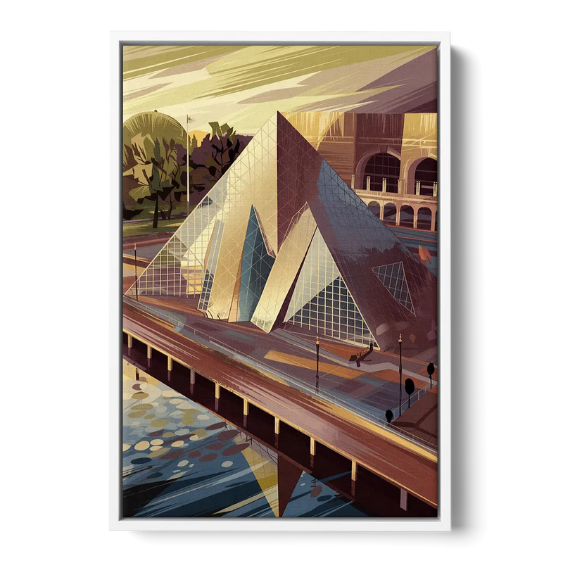 Cleveland Rock and Roll Hall of Fame Front - White Canvas Wall Art