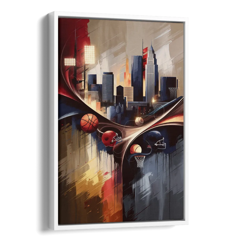 Cleveland Sports Team Spirit Side - White Canvas Wall Art