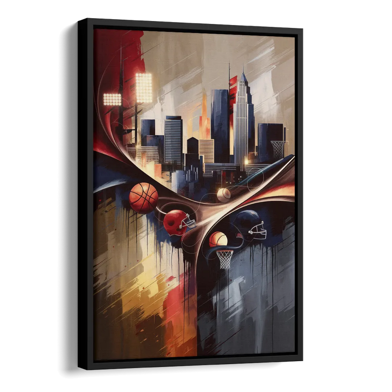 Cleveland Sports Team Spirit Side - Black Canvas Wall Art