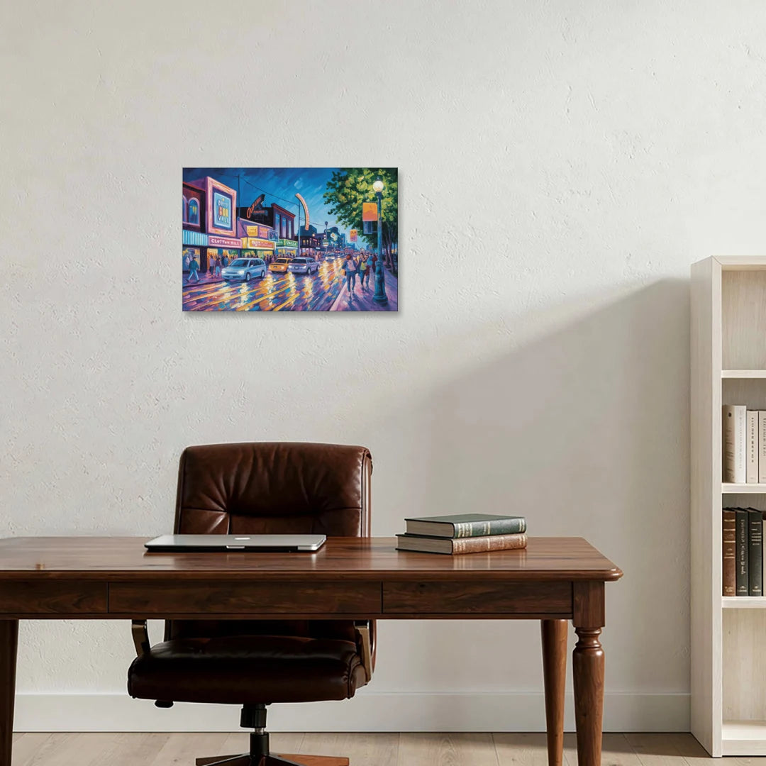 Clifton Hill Neon Lights - Canvas Wall Art - Office - 24x16