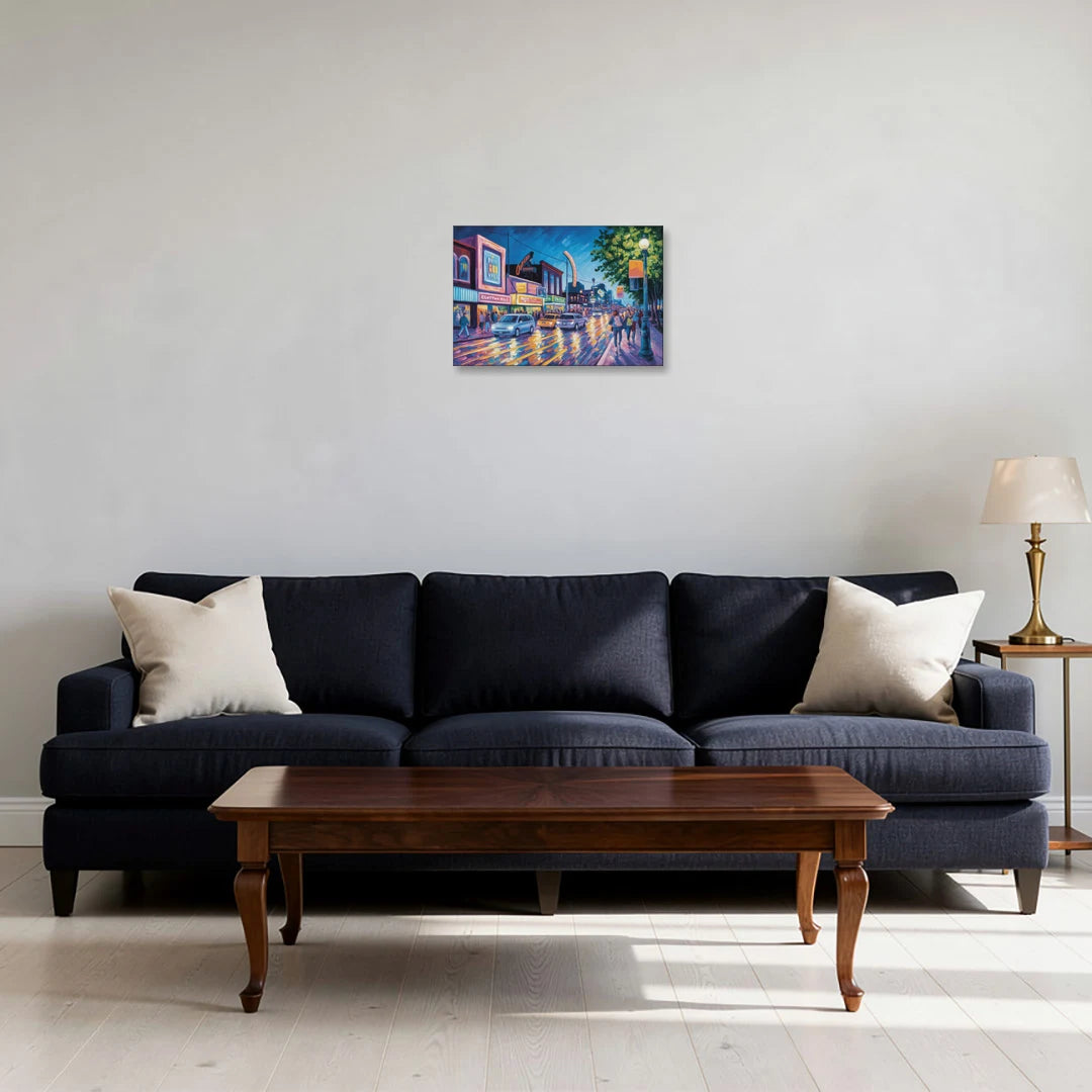 Clifton Hill Neon Lights - Canvas Wall Art - Sofa - 18x12