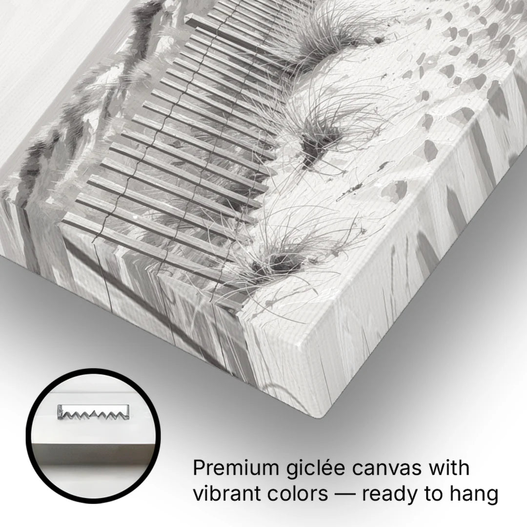 Coastal Black and White Dune Path to the Sea - Canvas Wall Art - Gallery Wrap Corner
