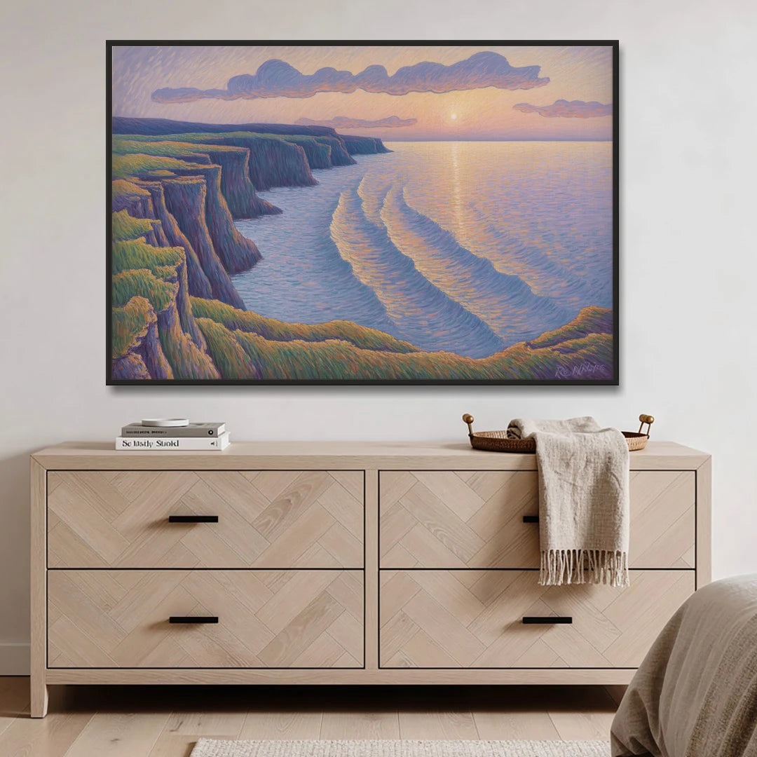 Coastal Cliffs of Newfoundland - Black Framed Canvas Wall Art - Coffee Table - 60x40
