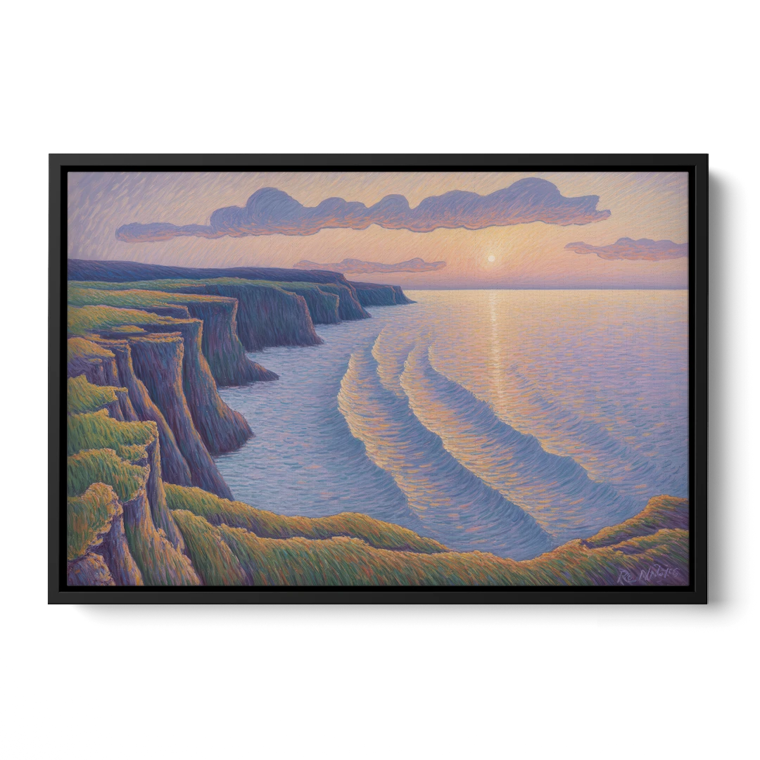 Coastal Cliffs of Newfoundland - Black Framed Canvas Wall Art - Front
