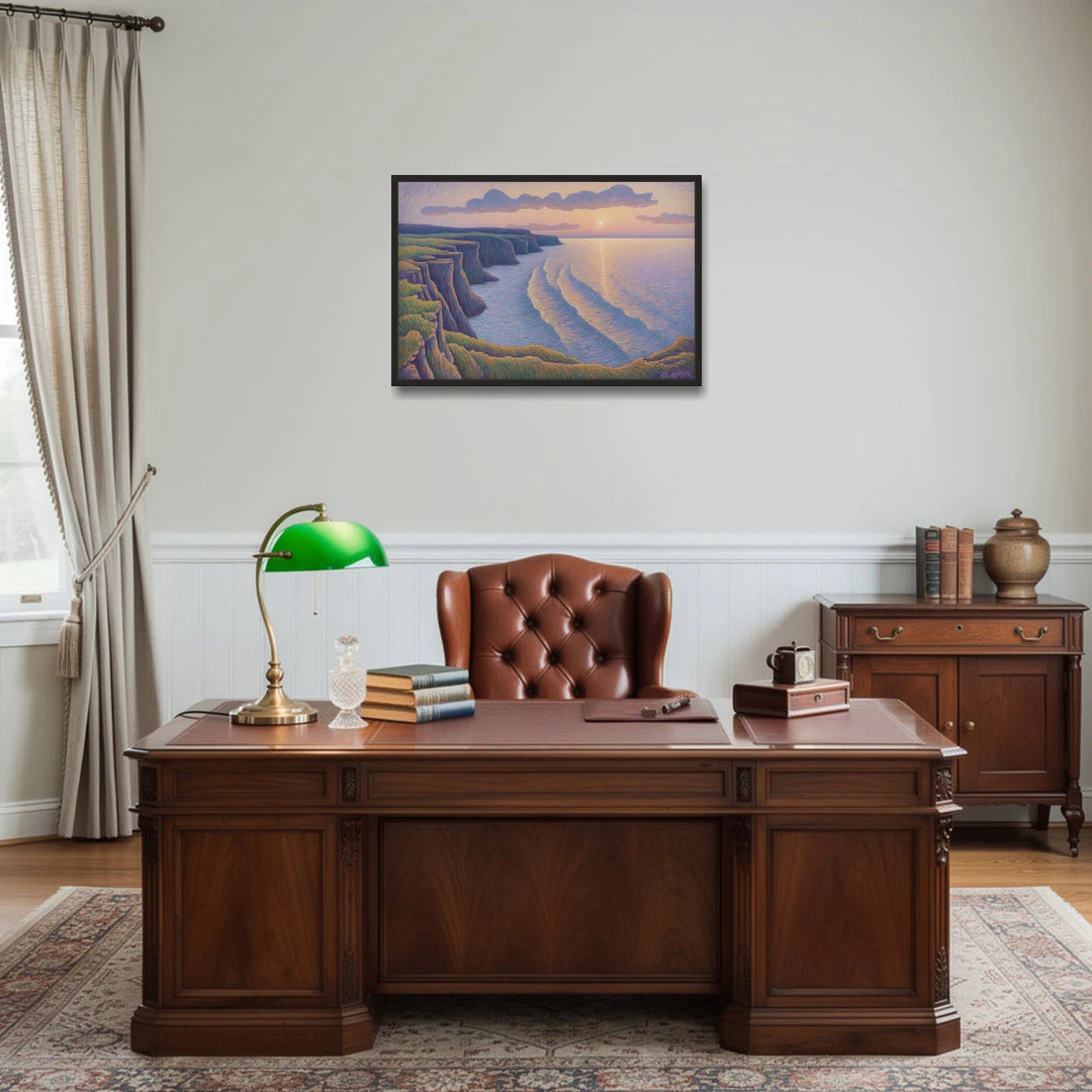 Coastal Cliffs of Newfoundland - Black Framed Canvas Wall Art - Office - 30x20