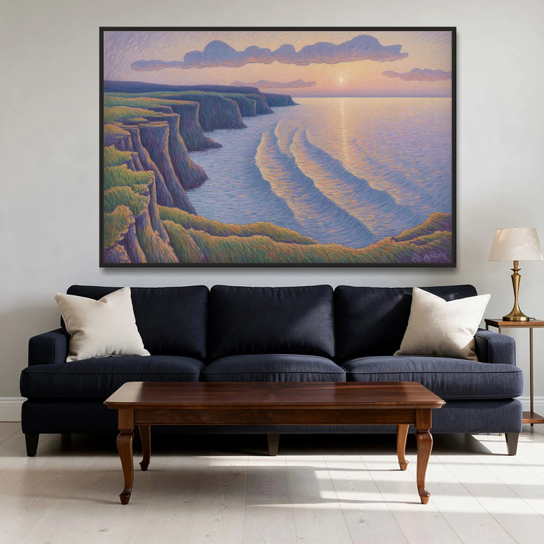 Coastal Cliffs of Newfoundland - Black Framed Canvas Wall Art - Sofa - 60x40