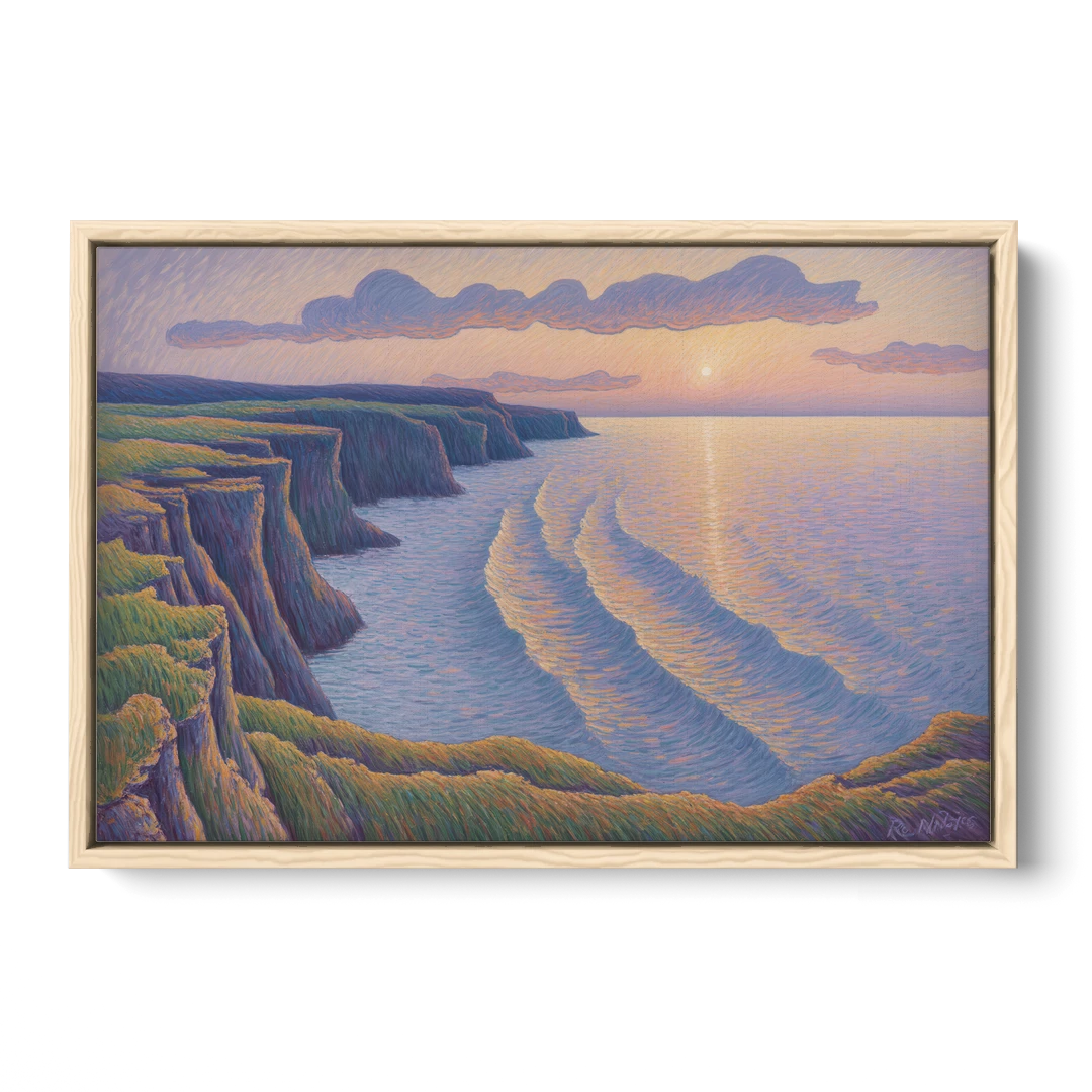 Coastal Cliffs of Newfoundland - Oak Framed Canvas Wall Art - Front