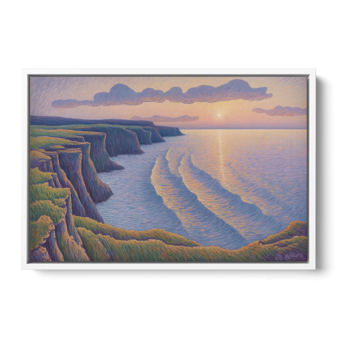 Coastal Cliffs of Newfoundland - White Framed Canvas Wall Art - Front