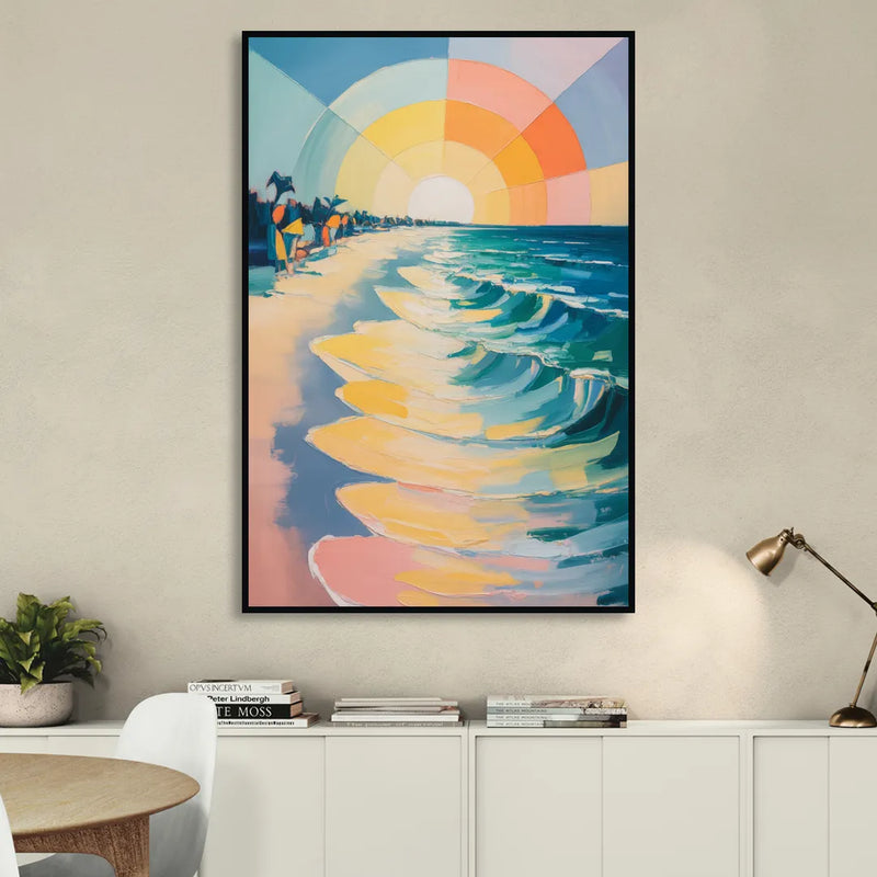 Coco Beach Sunrise Sitting Room - Black Canvas Wall Art