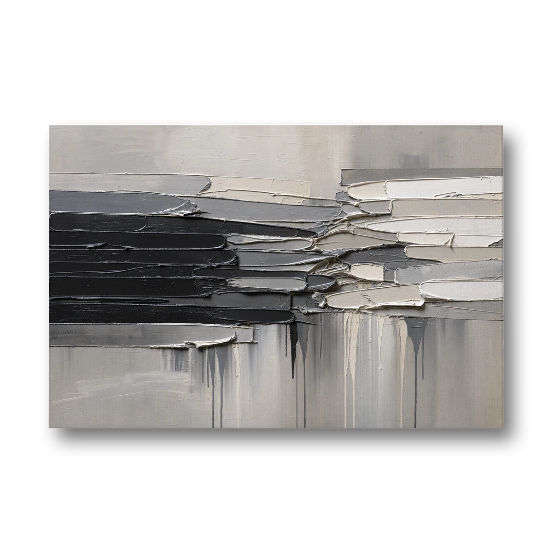 Colliding Impasto Slabs - Canvas Wall Art - Front