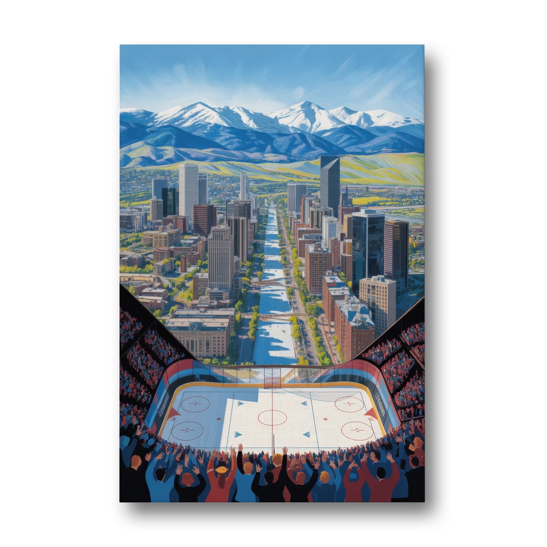 Colorado Avalanche Impressive Denver Cityscape Art - Canvas Wall Art - Front