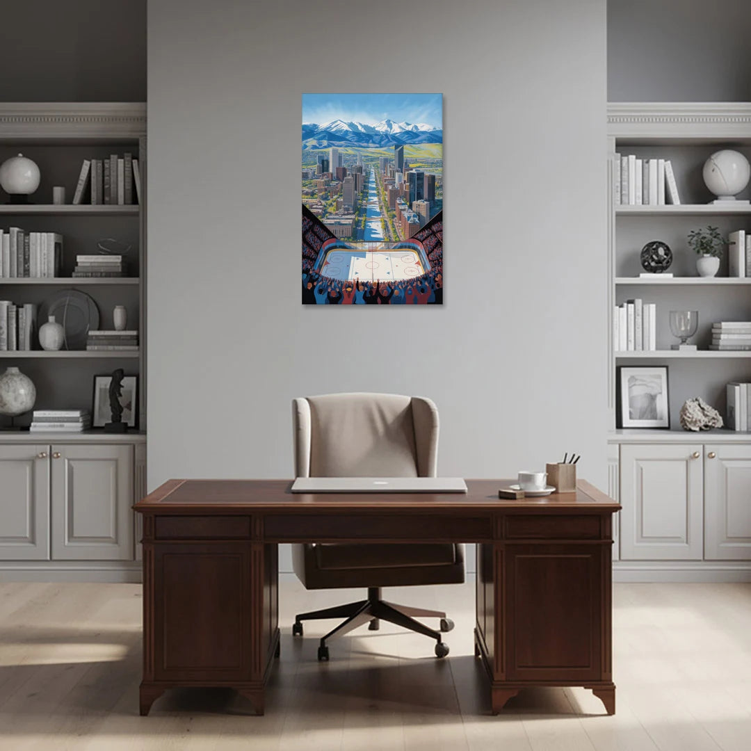 Colorado Avalanche Impressive Denver Cityscape Art - Canvas Wall Art - Office - 24x36
