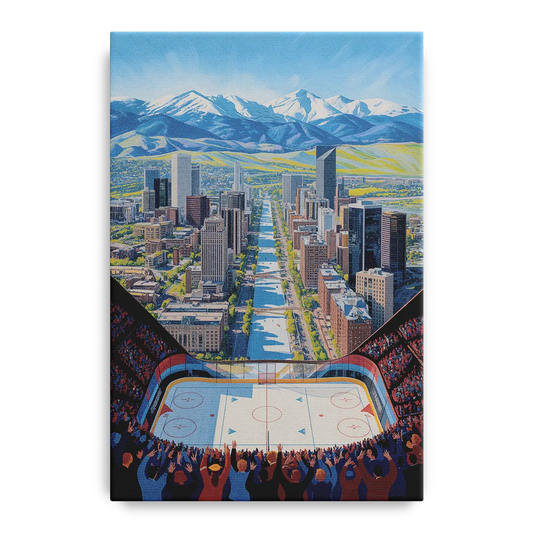 Colorado Avalanche Impressive Denver Cityscape Art - Canvas Wall Art