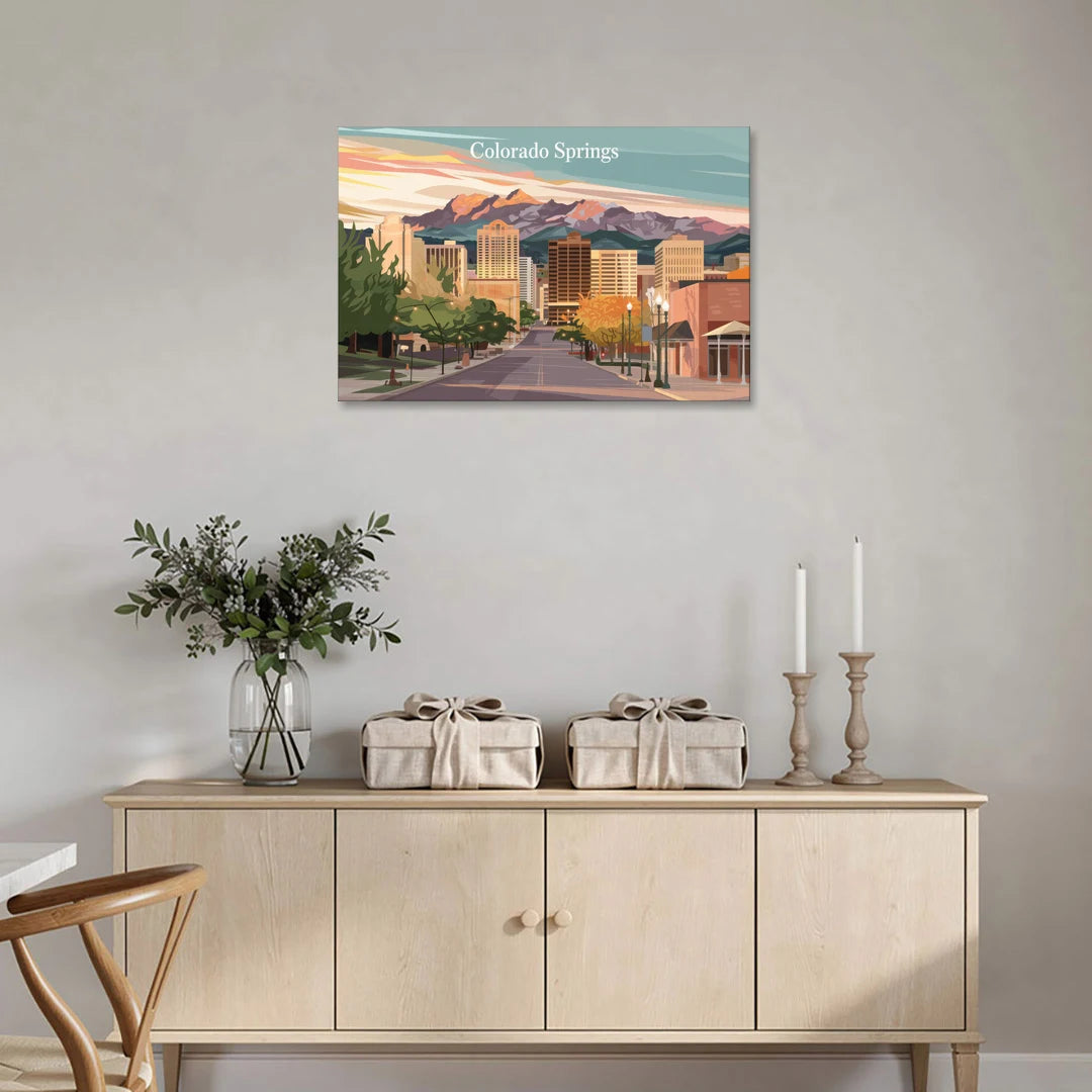 Colorado Springs Downtown Charm - Canvas Wall Art - Coffee Table - 36x24