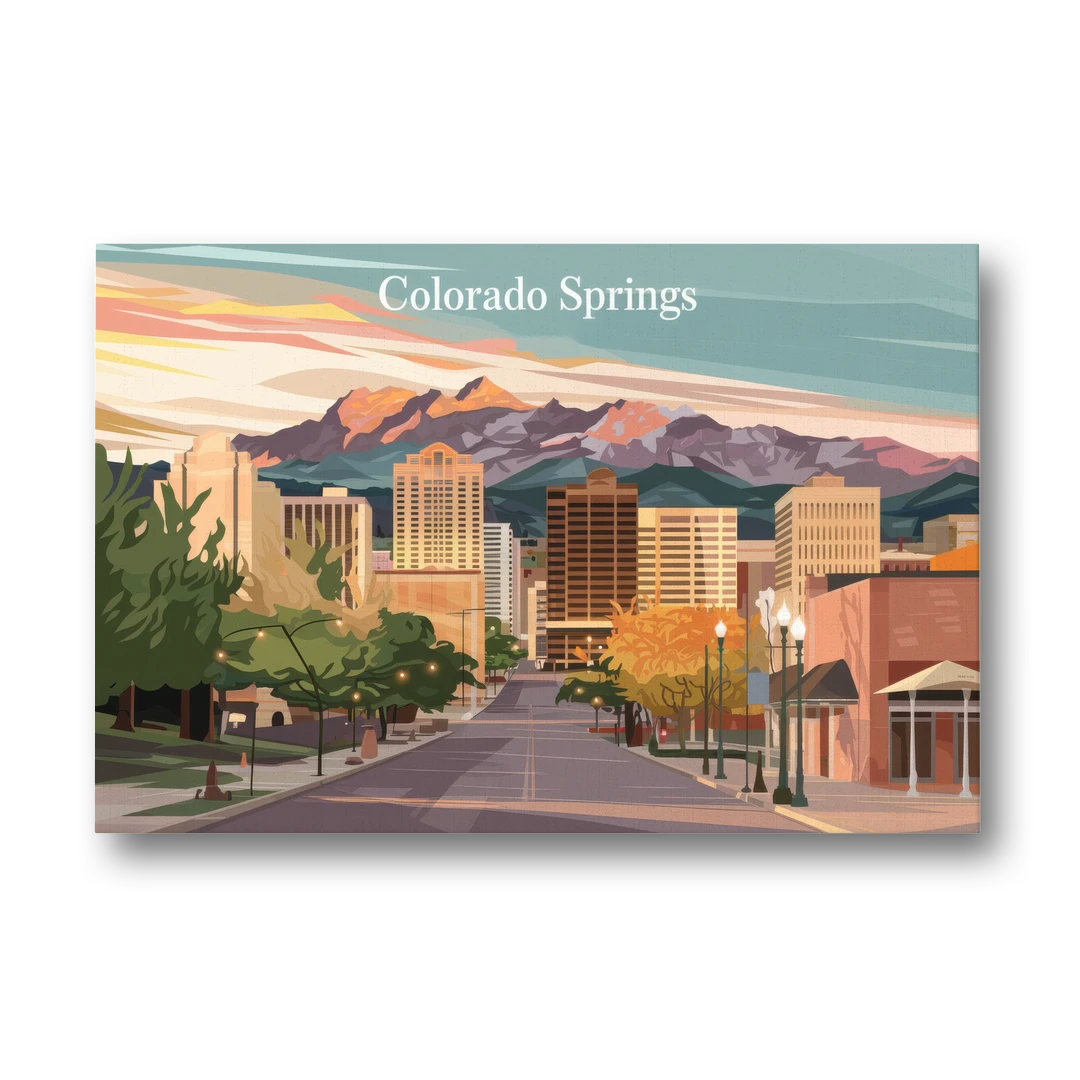 Colorado Springs Downtown Charm - Canvas Wall Art - Front