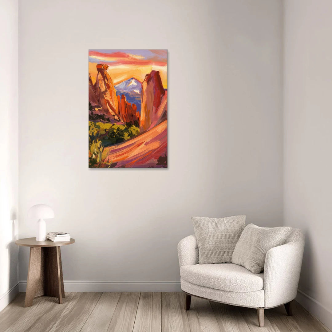 Colorado Springs Mountain View - Canvas Wall Art - Sofa - 24x36