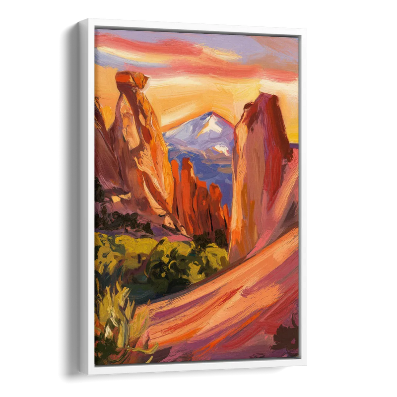 Colorado Springs Mountain View Side - White Canvas Wall Art