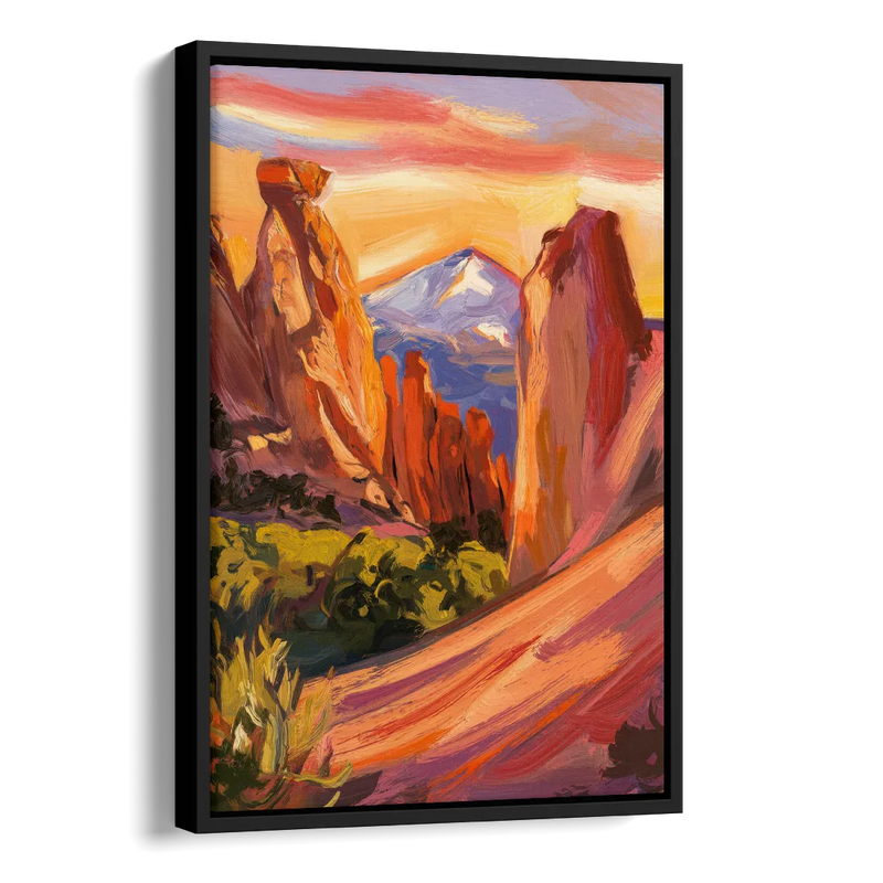 Colorado Springs Mountain View Side - Black Canvas Wall Art