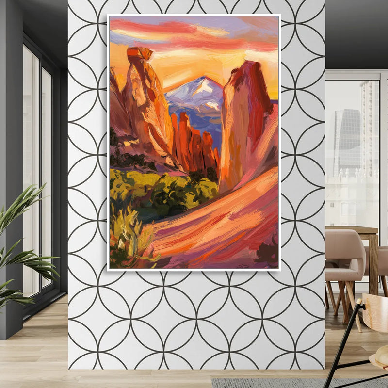 Colorado Springs Mountain View Living Room - White Canvas Wall Art