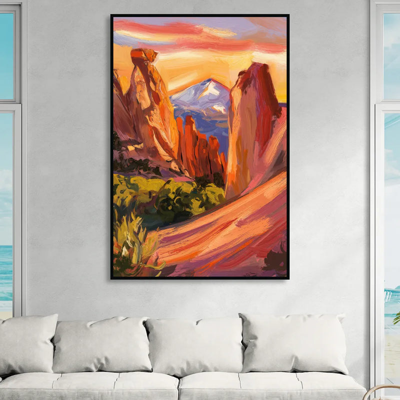 Colorado Springs Mountain View Living Room - Black Canvas Wall Art