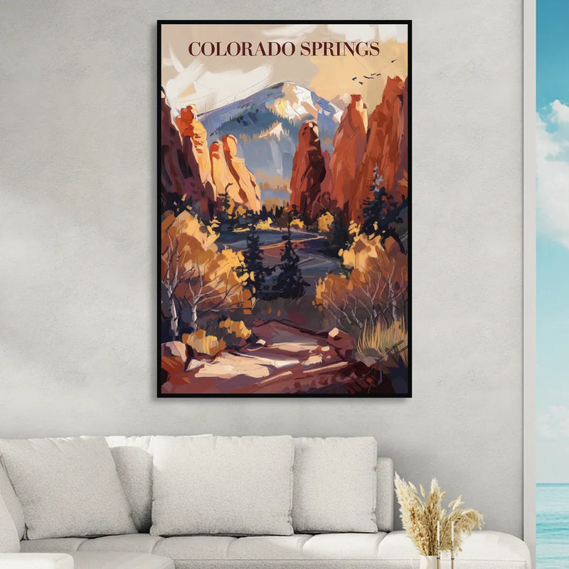 Colorado Springs Nature Escape Sitting Room - Black Canvas Wall Art