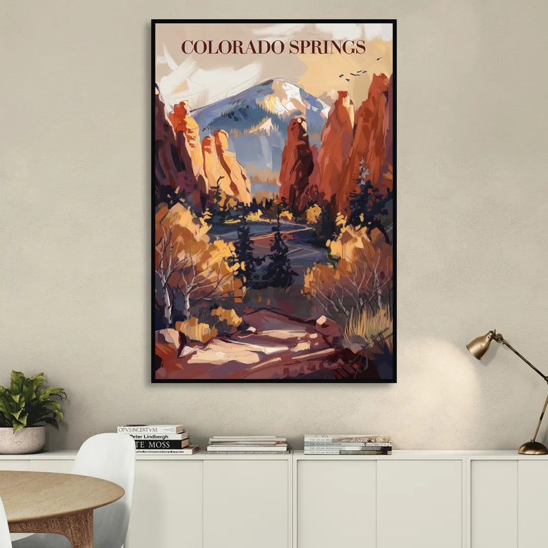Colorado Springs Nature Escape Living Room - Black Canvas Wall Art