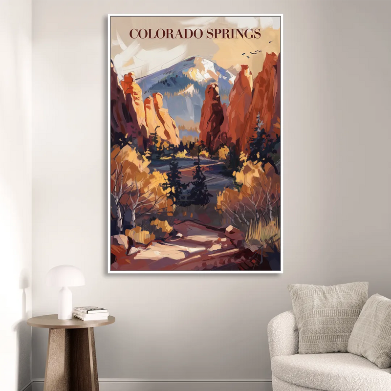 Colorado Springs Nature Escape Living Room - White Canvas Wall Art