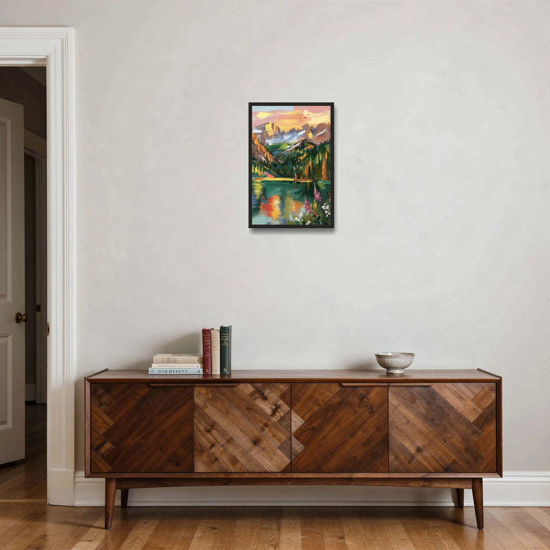 Colorado Springs Rocky Mountain Beauty - Black Framed Canvas Wall Art - Coffee Table - 16x24