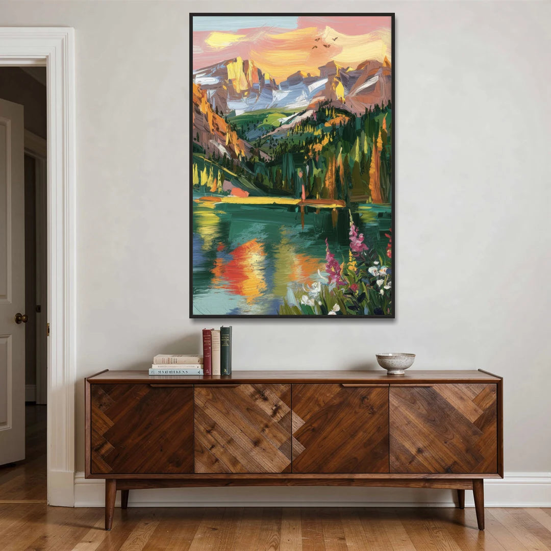 Colorado Springs Rocky Mountain Beauty - Black Framed Canvas Wall Art - Coffee Table - 40x60