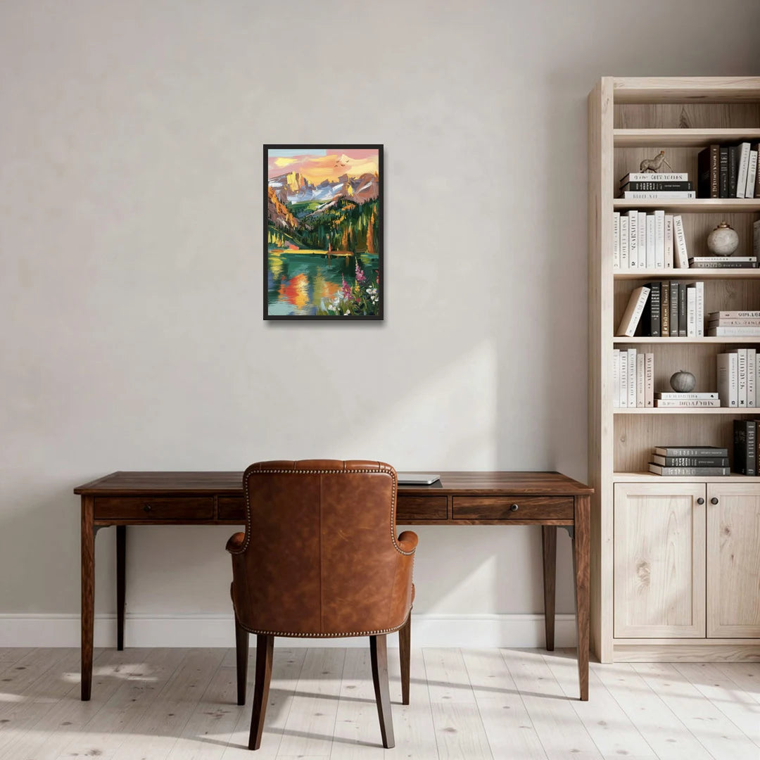 Colorado Springs Rocky Mountain Beauty - Black Framed Canvas Wall Art - Office - 16x24