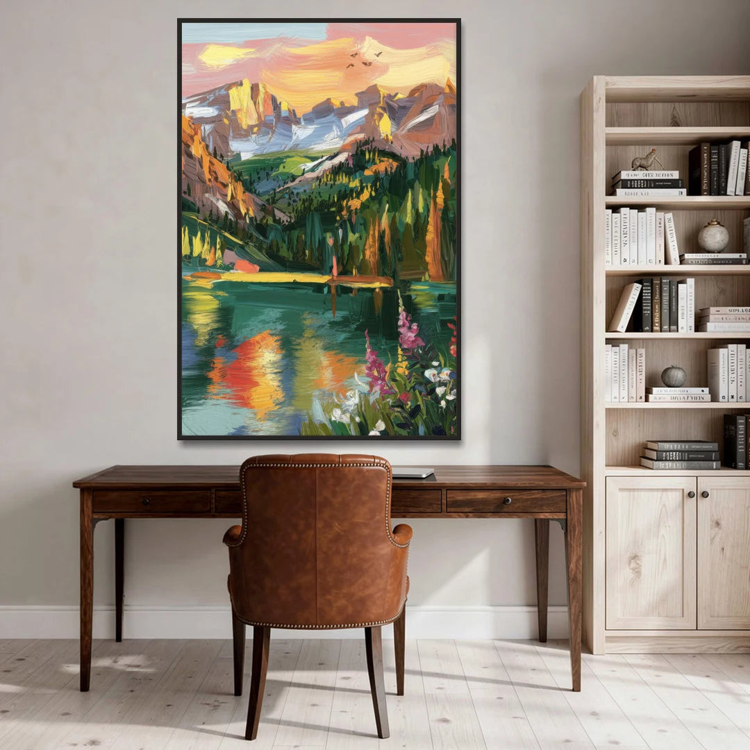 Colorado Springs Rocky Mountain Beauty - Black Framed Canvas Wall Art - Office - 40x60
