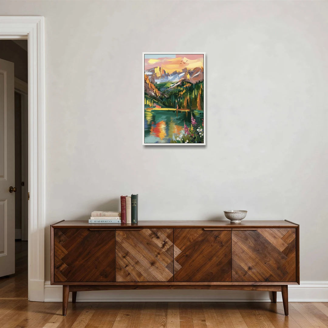 Colorado Springs Rocky Mountain Beauty - White Framed Canvas Wall Art - Coffee Table - 20x30